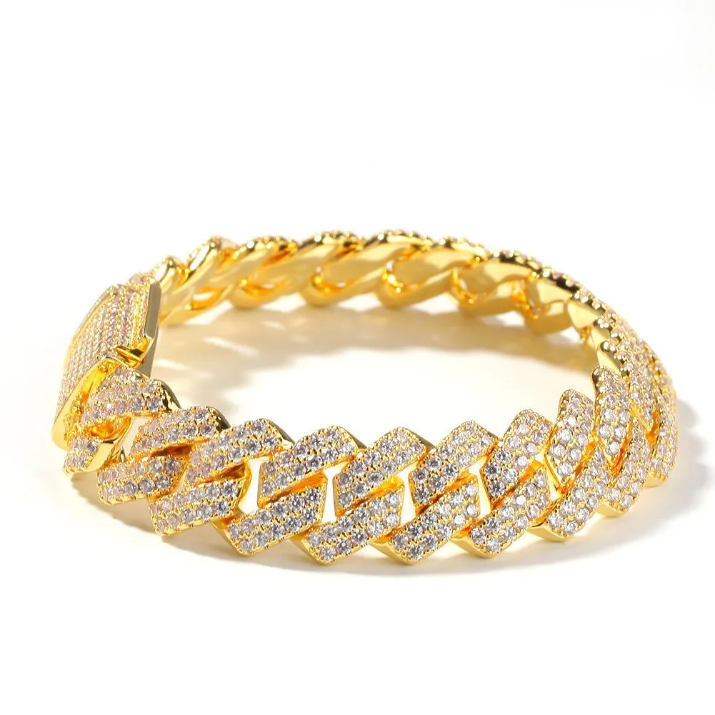 13mm Diamond Gold Cuban Link Bracelet