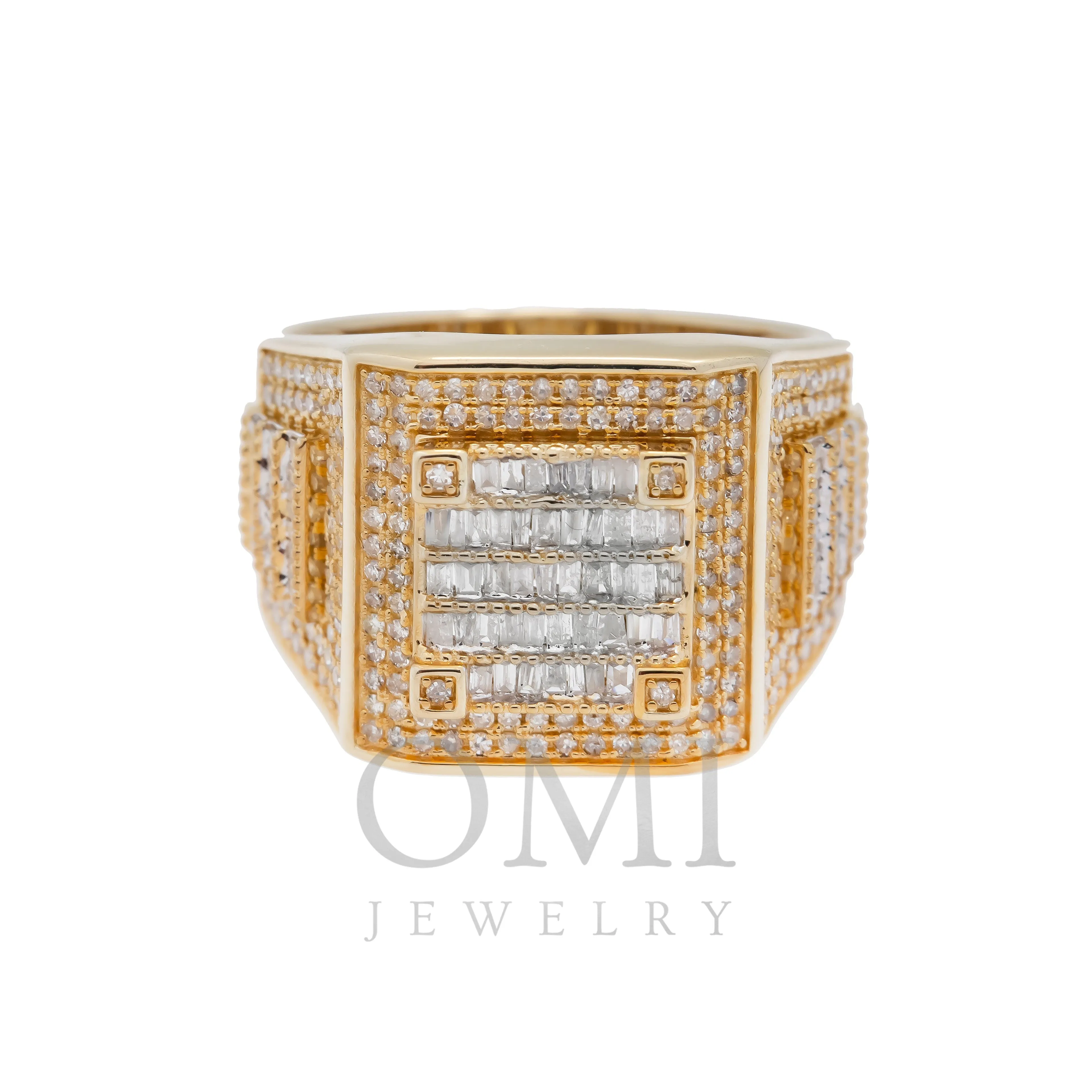 14K GOLD BAGUETTE DIAMOND SQUARE RING 1.15 CT