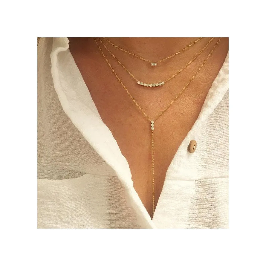 14k Medium Baguette Diamond Necklace | April Birthstone