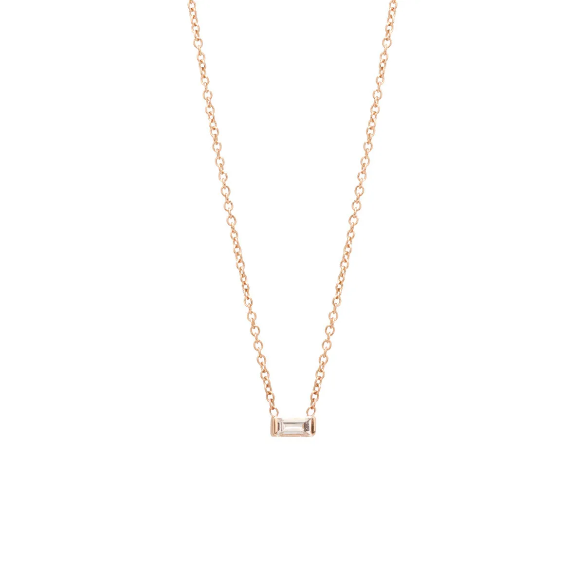 14k Medium Baguette Diamond Necklace | April Birthstone