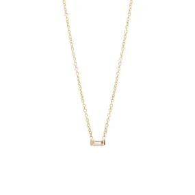 14k Medium Baguette Diamond Necklace | April Birthstone