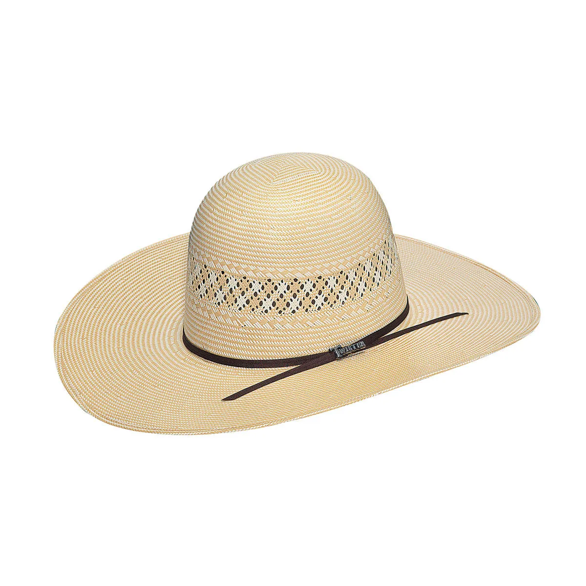 4.5" TAN/IVORY OPEN CROWN TWISTER STRAW HAT