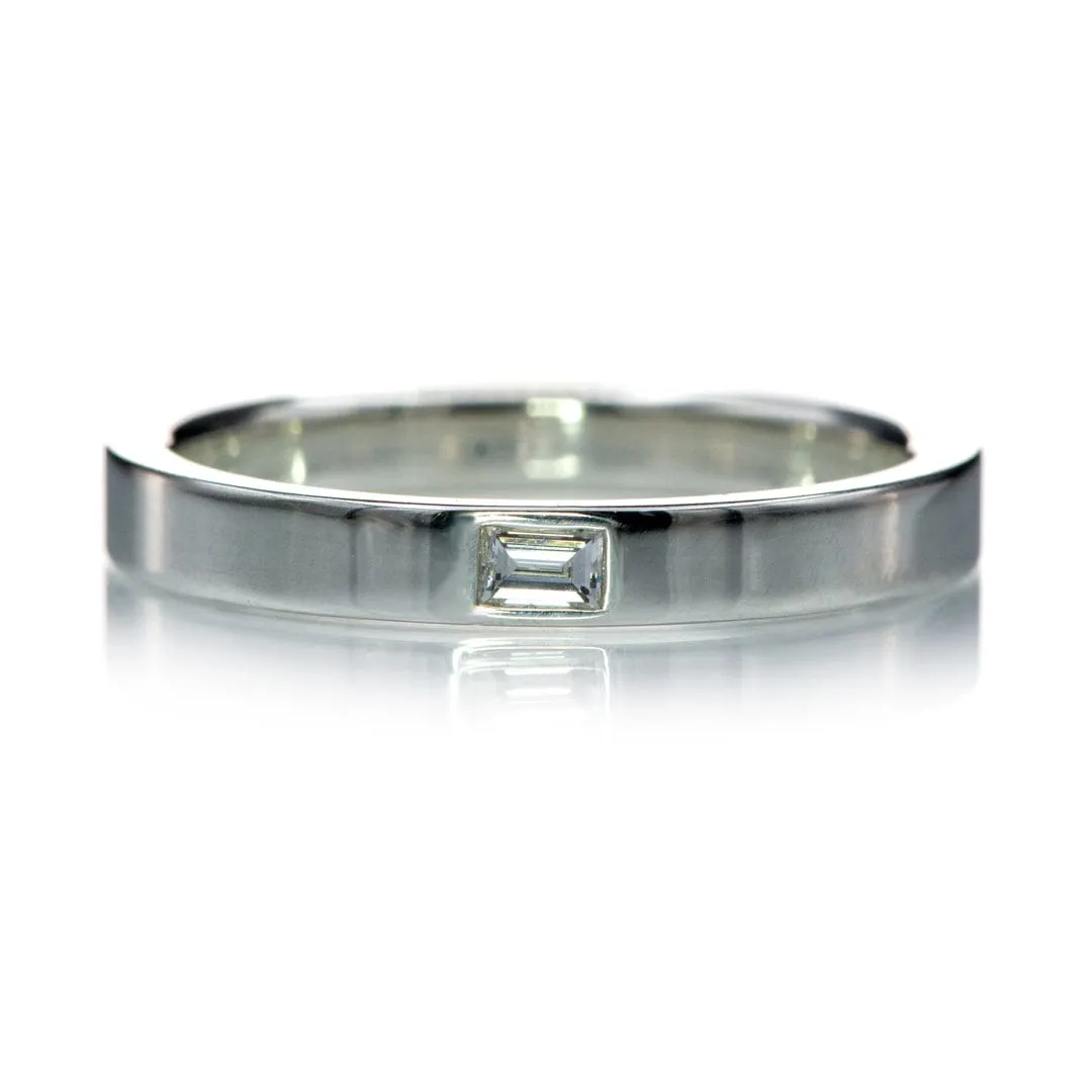 Baguette Diamond Simple Flat Wedding Ring Band