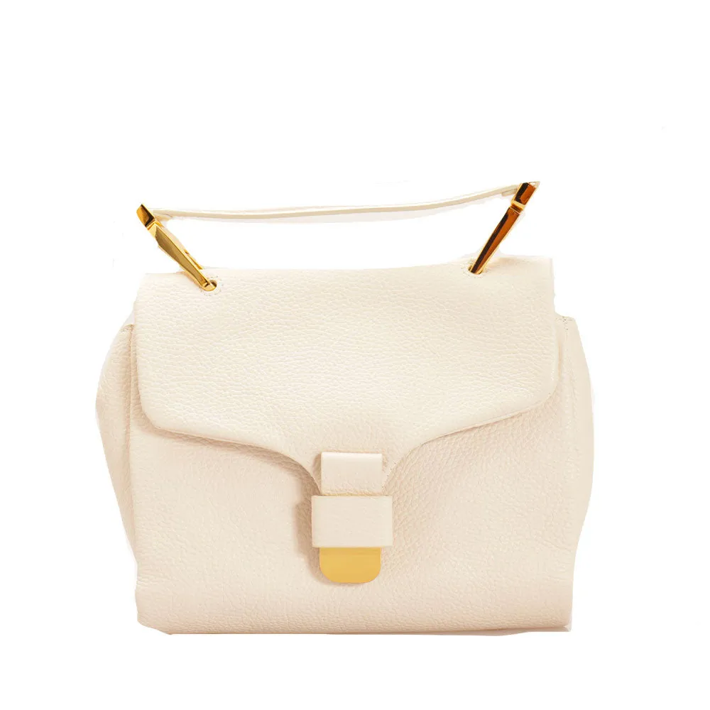 Borsa Donna a Mano con Tracolla COCCINELLE in Pelle Linea Neo Firenze Colore Coconut Milk