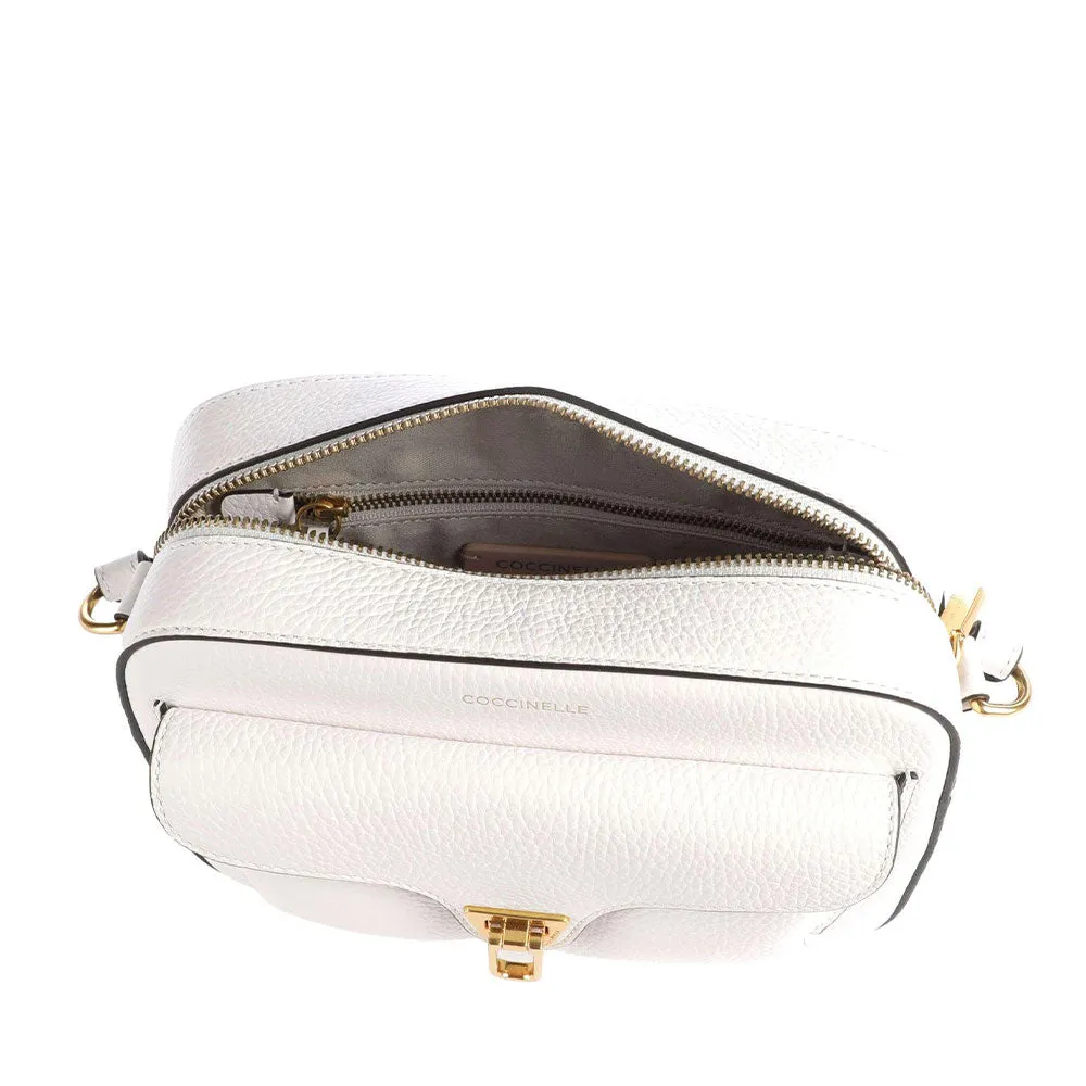 Borsa Donna a Tracolla COCCINELLE in Pelle Brillant White linea Beat Soft Misura Media