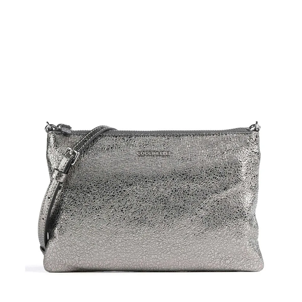 Borsa Donna a Tracolla COCCINELLE in Pelle Gun Metal Linea Stardust