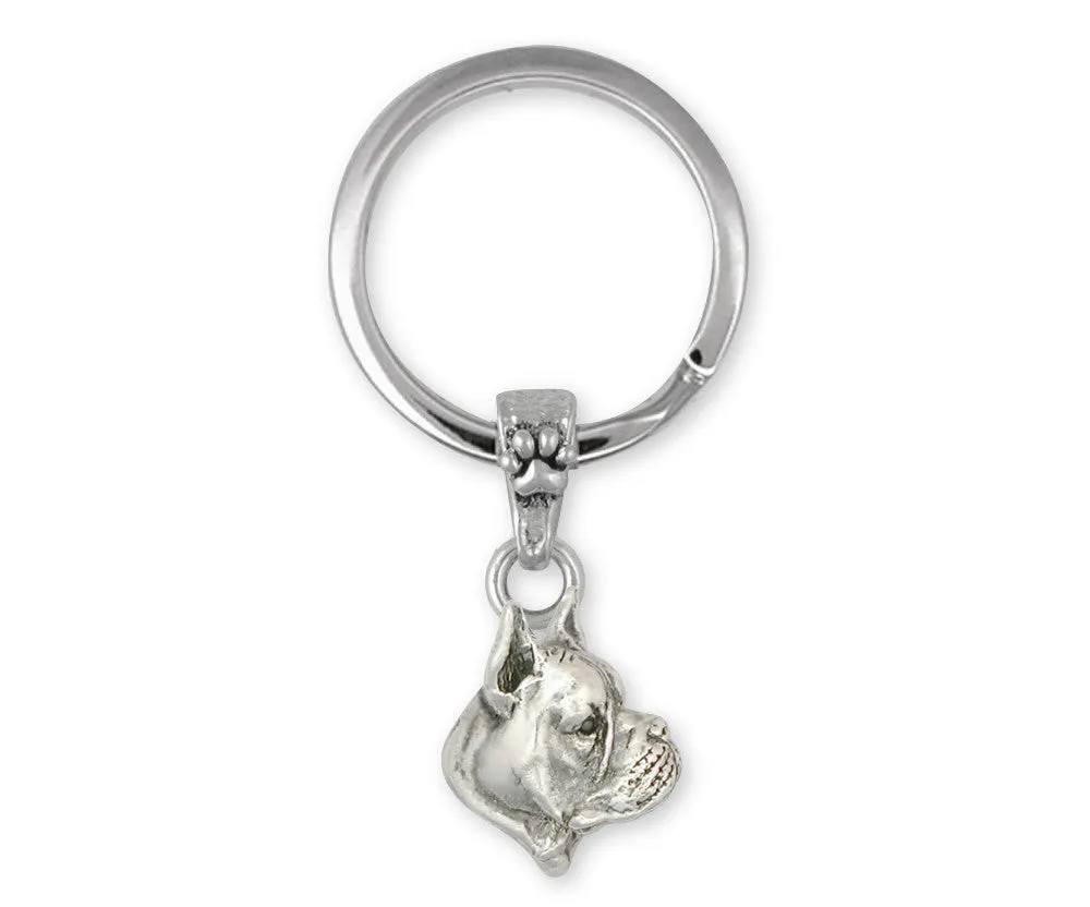 Boxer Key Ring Jewelry Sterling Silver Handmade Dog Key Ring BX4-1KE