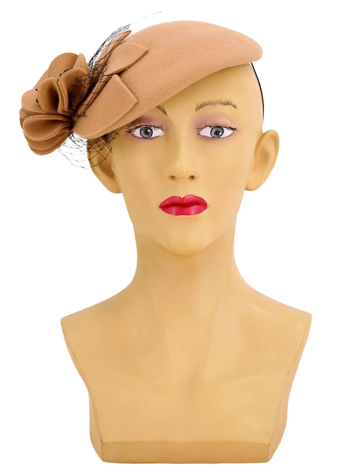 Brown Vintage Style Felt Flower Hat