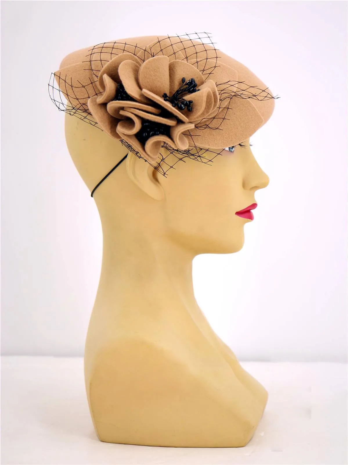 Brown Vintage Style Felt Flower Hat