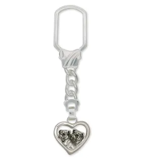 Bulldog Key Ring Jewelry Sterling Silver Handmade Dog Key Ring BD11-KR