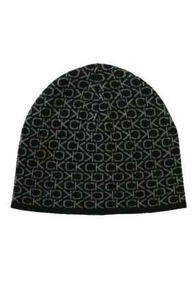 Calvin Klein Mens CK Monogram Wool No Fold Beanie Hat