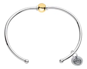 Cape Cod Sterling Silver Single Gold Ball Cuff Bracelet