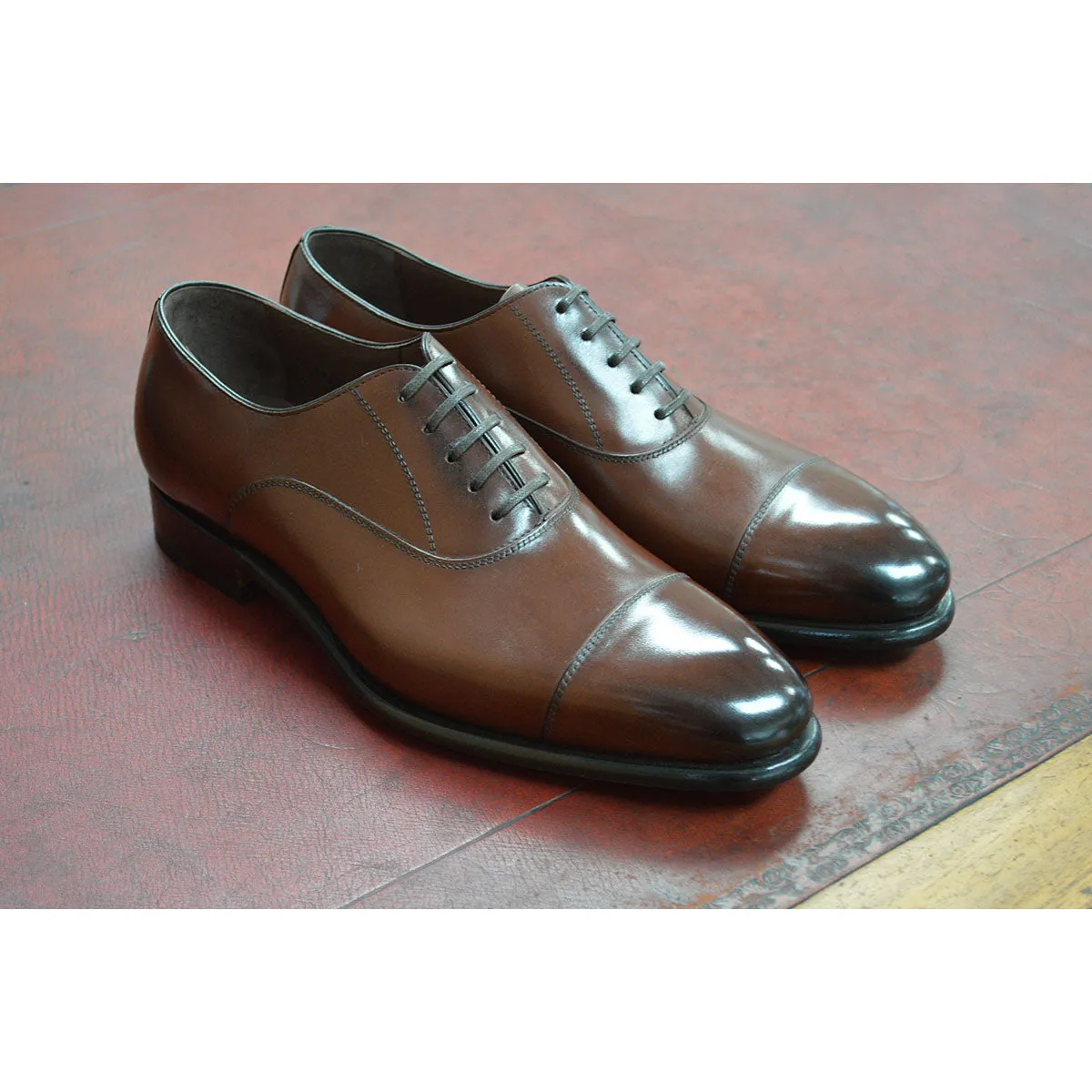 Carlos Santos Straight Cap Oxford (1120)- Dark Brown