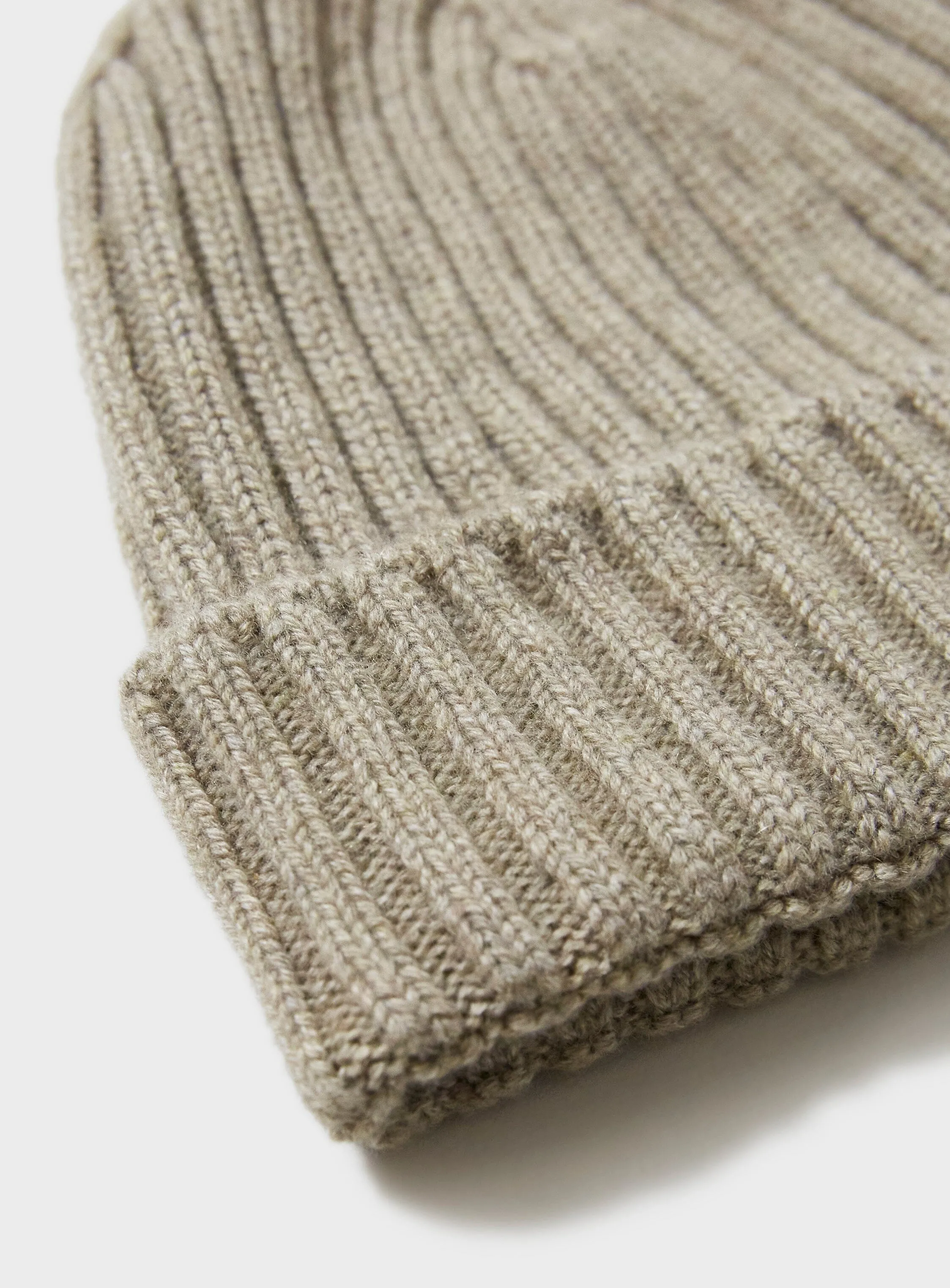 Cashmere Oatmeal Ribbed Beanie Hat