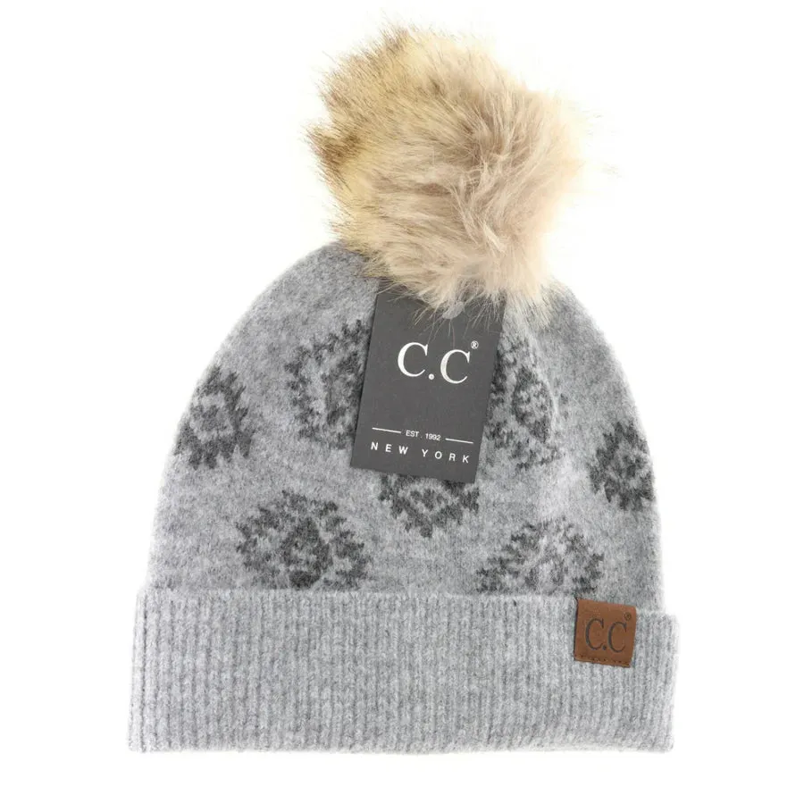 CC Aztec Beanie Hat - 2 Colors