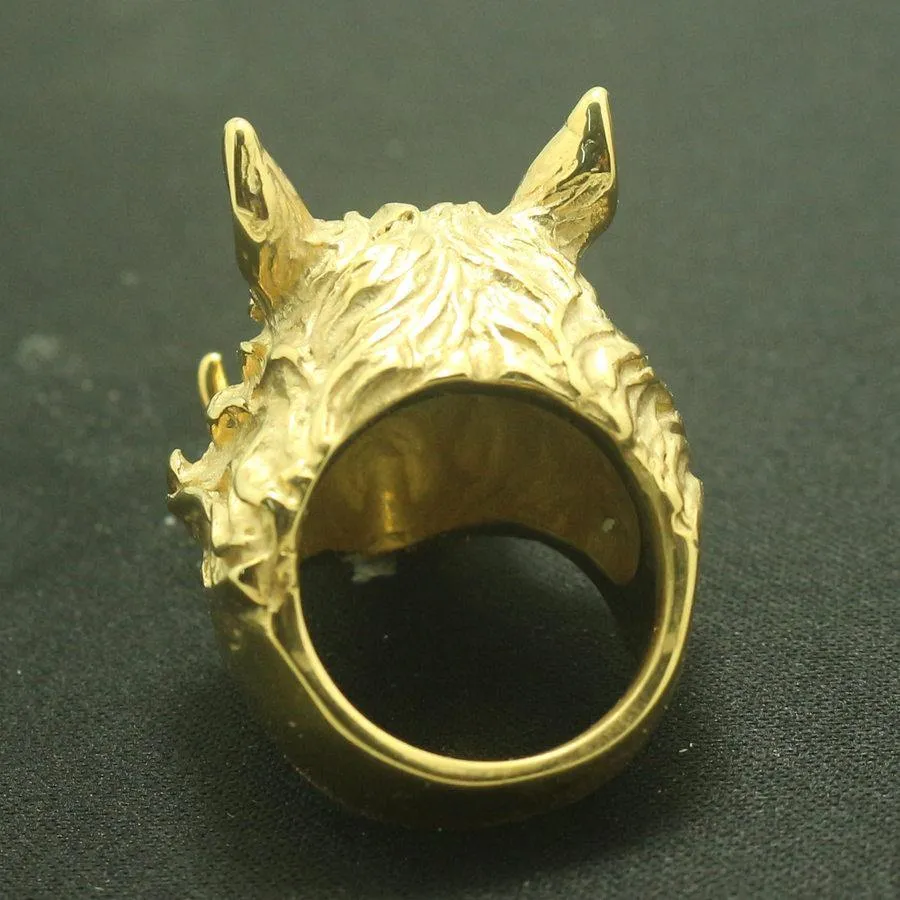 Charging Boar Head Ring