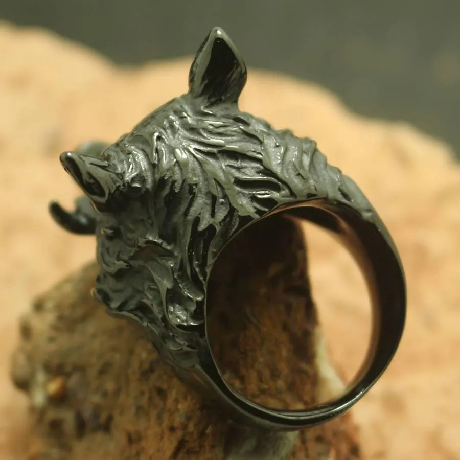 Charging Boar Head Ring