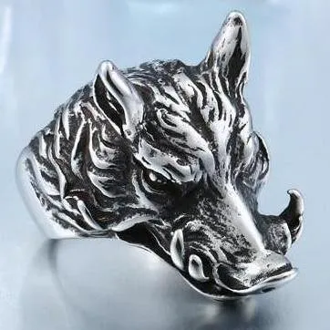 Charging Boar Head Ring