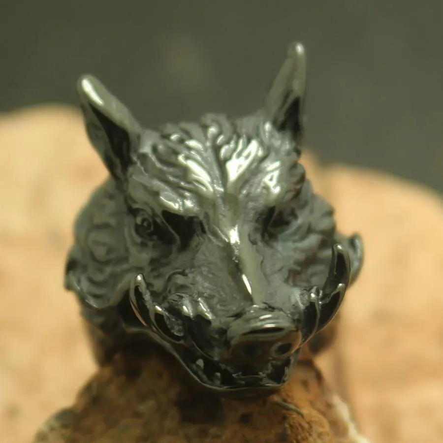 Charging Boar Head Ring