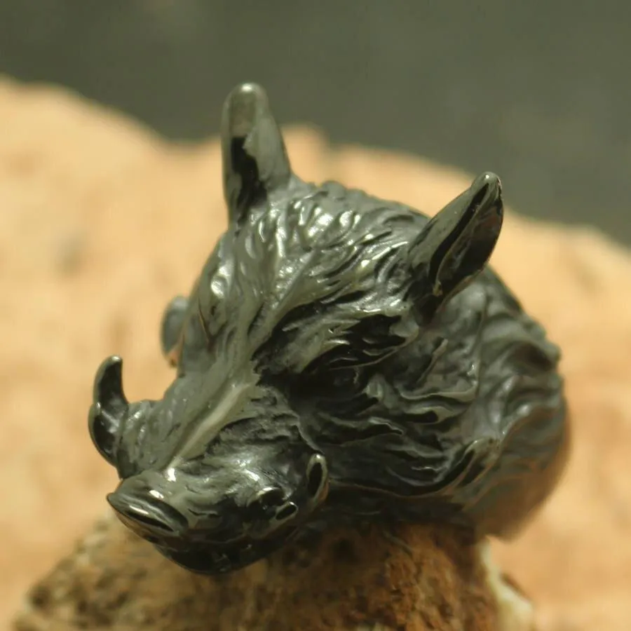 Charging Boar Head Ring