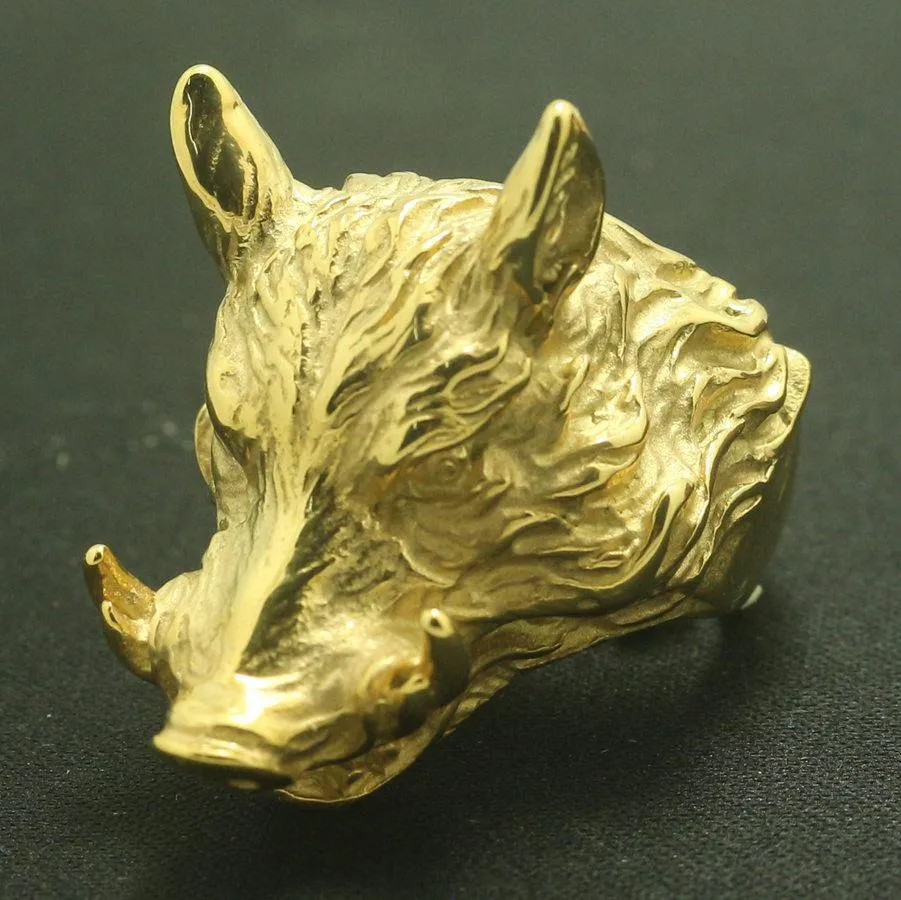 Charging Boar Head Ring