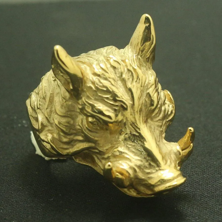 Charging Boar Head Ring