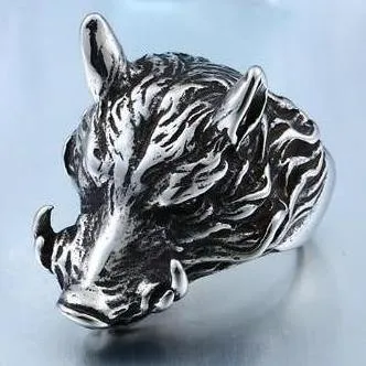 Charging Boar Head Ring