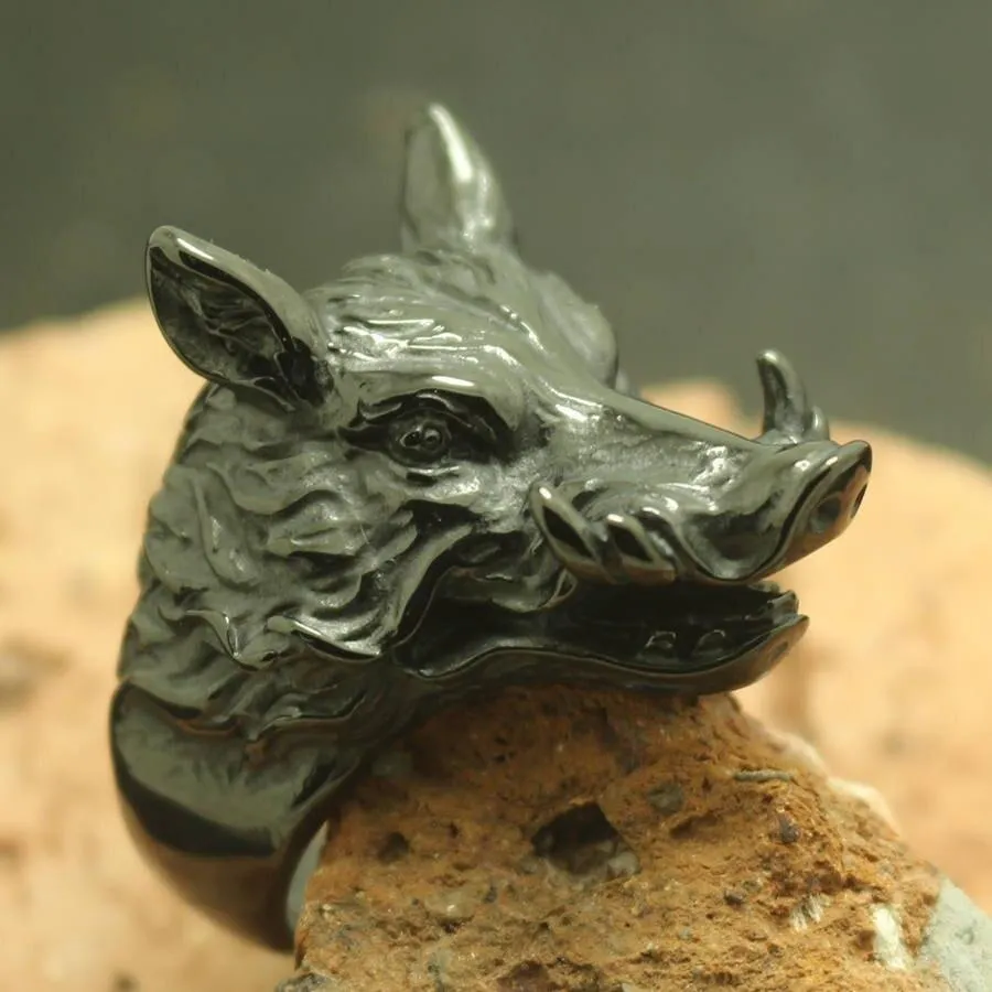 Charging Boar Head Ring