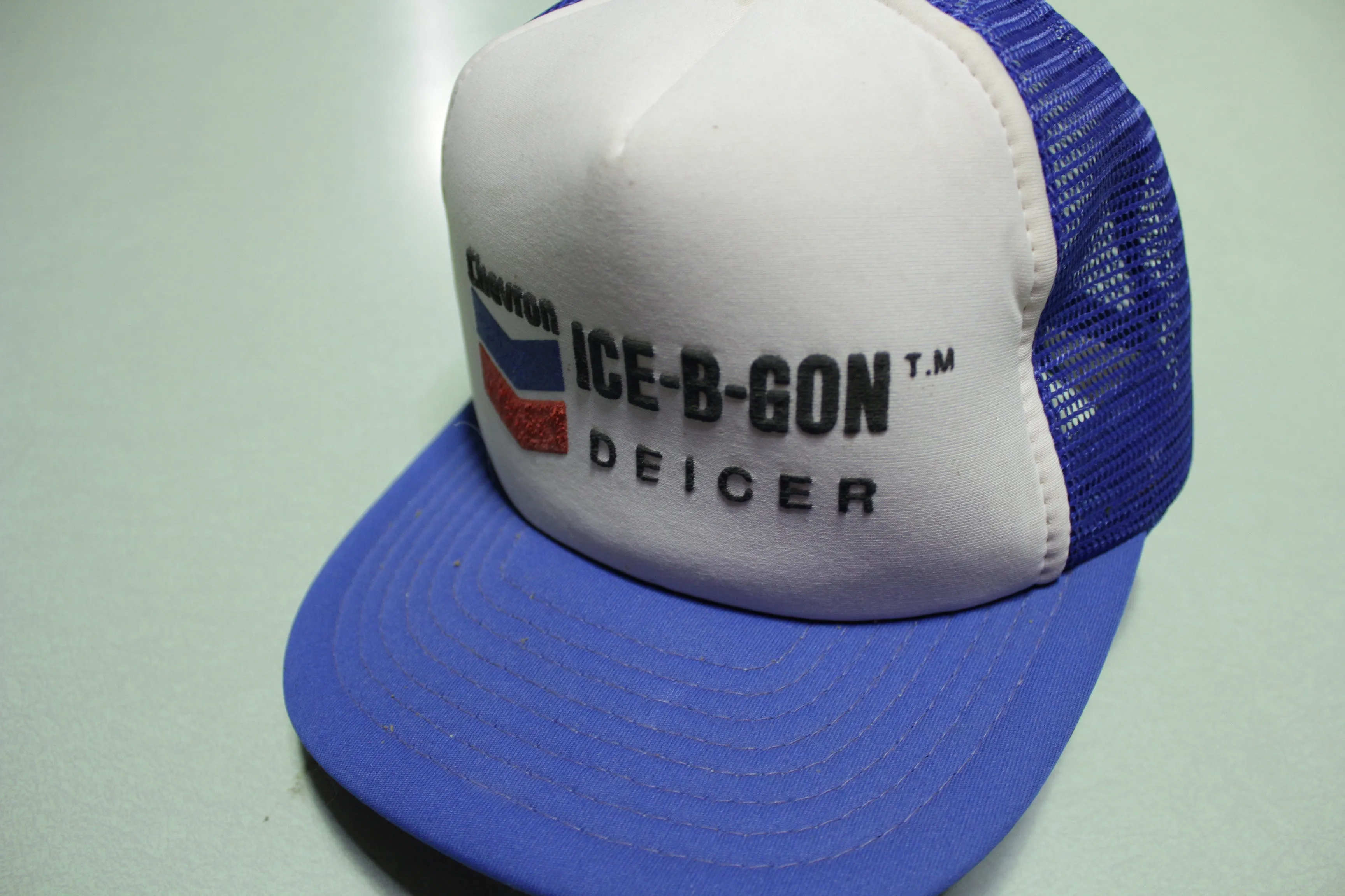 Chevron Ice-B-Gon Deicer Vintage Foam Mesh 80s Adjustable Back Snapback Hat