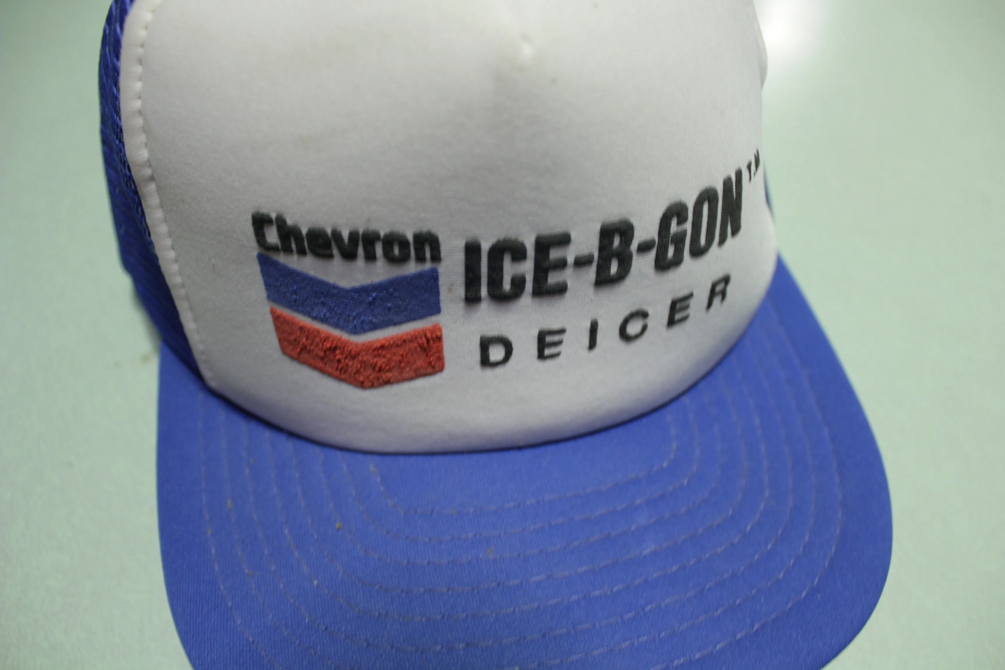 Chevron Ice-B-Gon Deicer Vintage Foam Mesh 80s Adjustable Back Snapback Hat