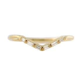 Chevron Wedding Ring with Baguette Diamonds - V Baguette Ring