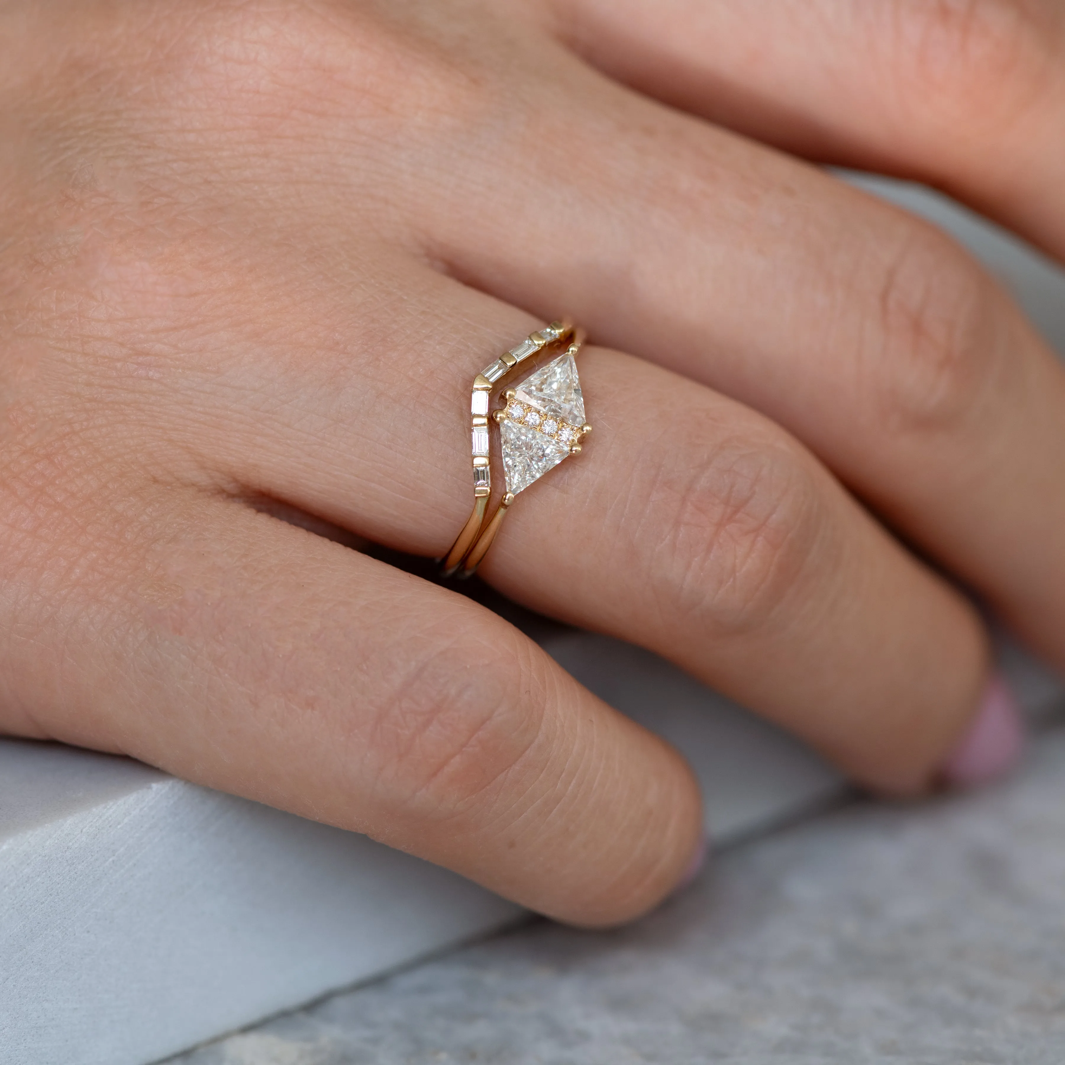 Chevron Wedding Ring with Baguette Diamonds - V Baguette Ring