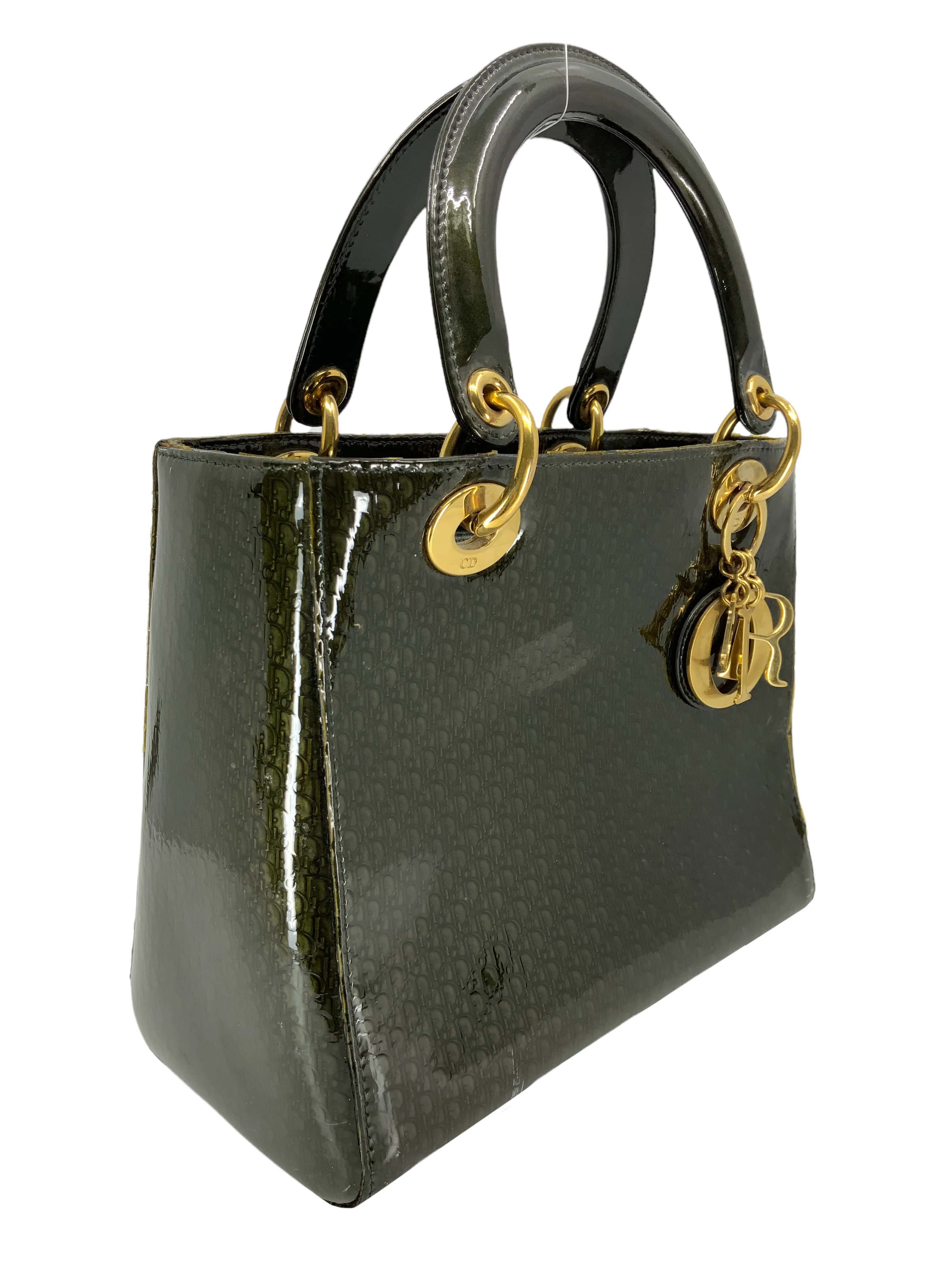 Christian Dior Monogram Patent Leather Lady Dior Bag