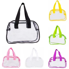 CLEARANCE WHOLESALE CLEAR SATCHEL (CASE OF 24 - $2.50 / PIECE) Wholesale Transparent Bag in Assorted Colors SKU: SATCHEL-24