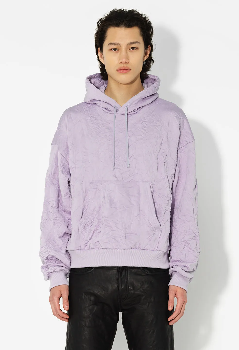 Crinkled Terry Hoodie / Lavender