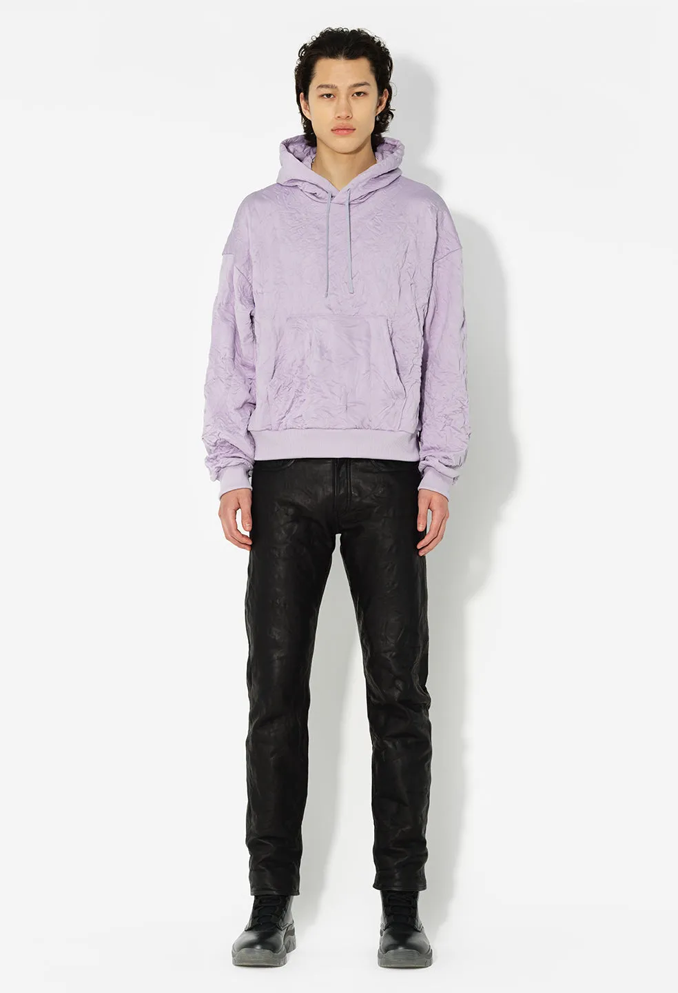 Crinkled Terry Hoodie / Lavender