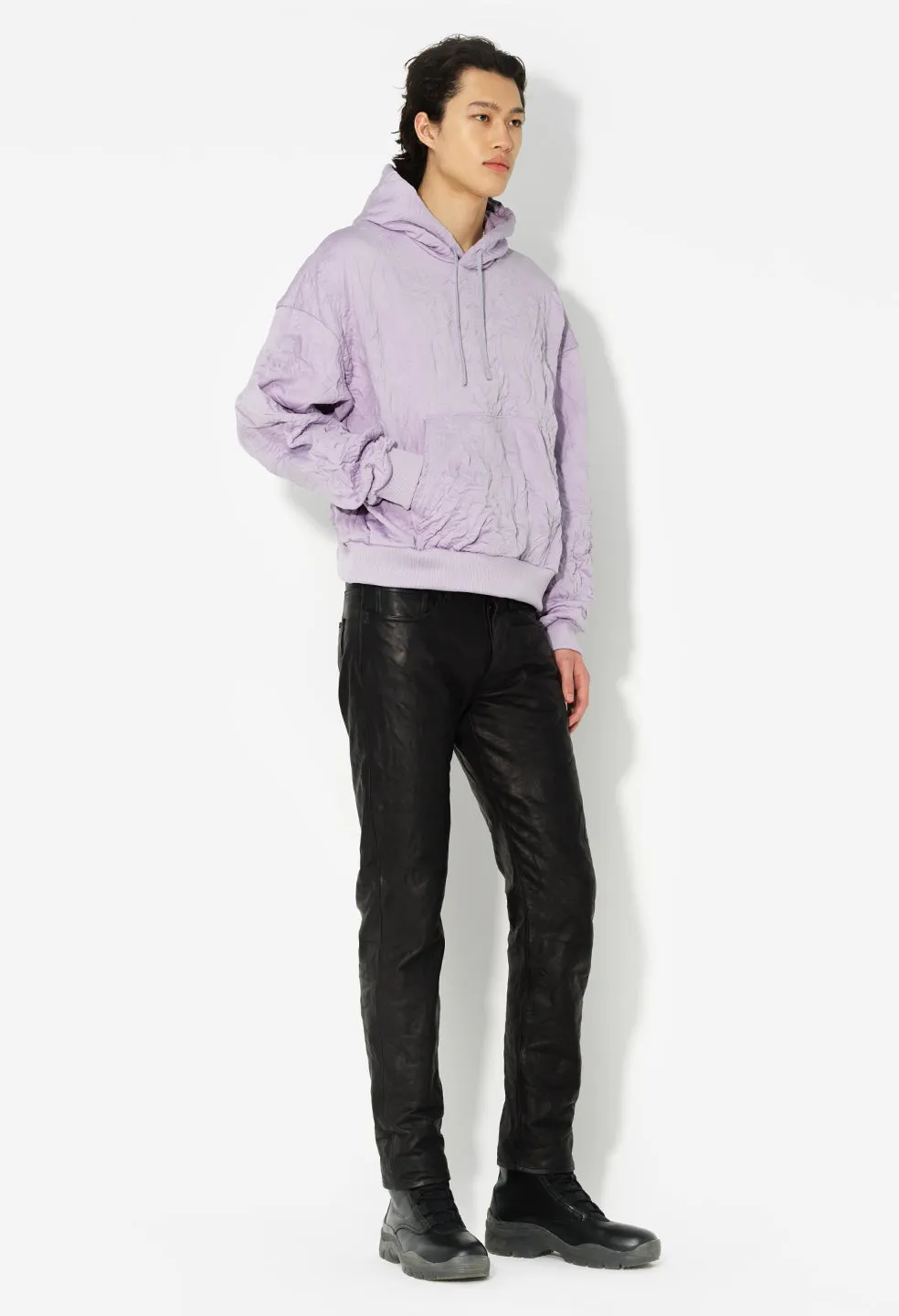 Crinkled Terry Hoodie / Lavender