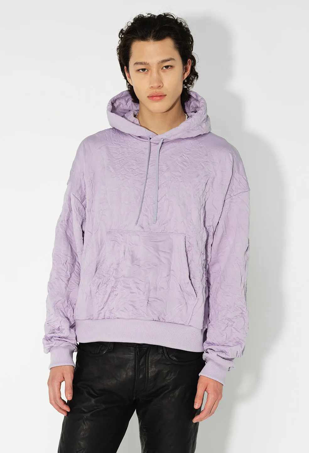 Crinkled Terry Hoodie / Lavender