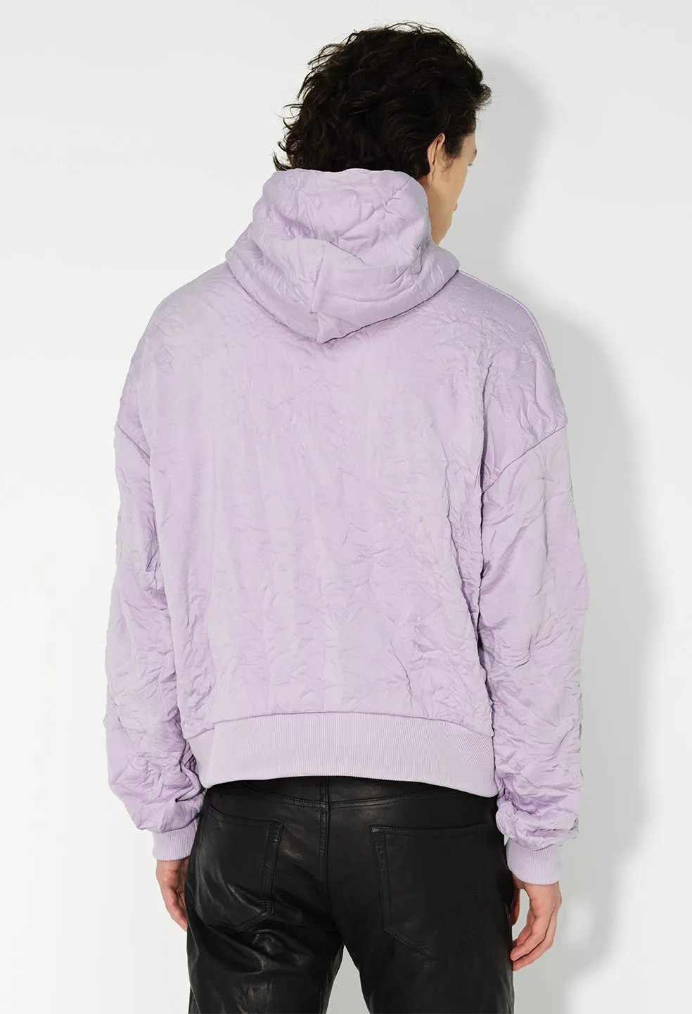 Crinkled Terry Hoodie / Lavender