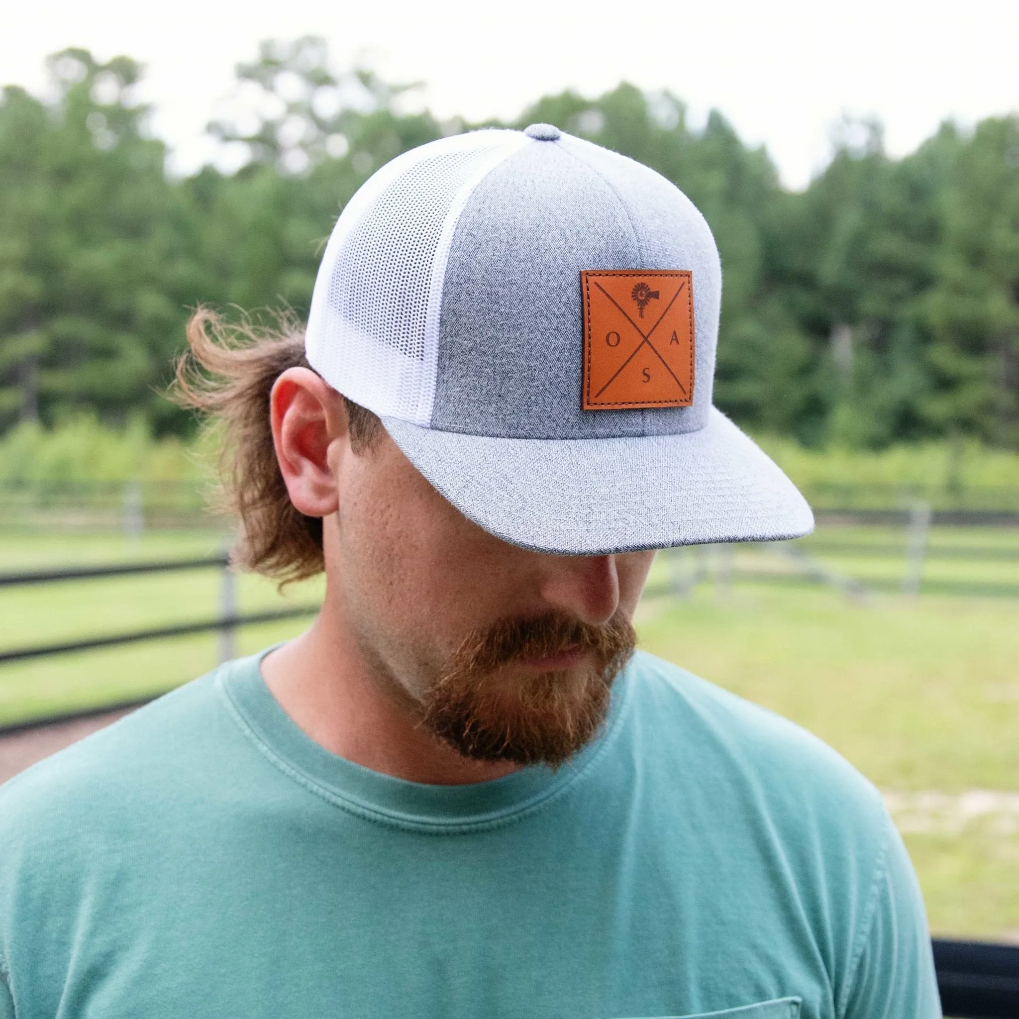 Cross Leather Patch - Trucker Hat