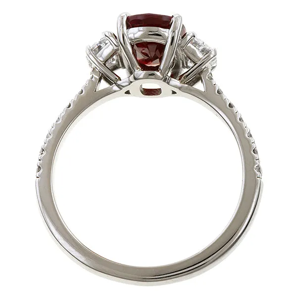 Cushion Cut Ruby 2.12ct. & Diamond Ring