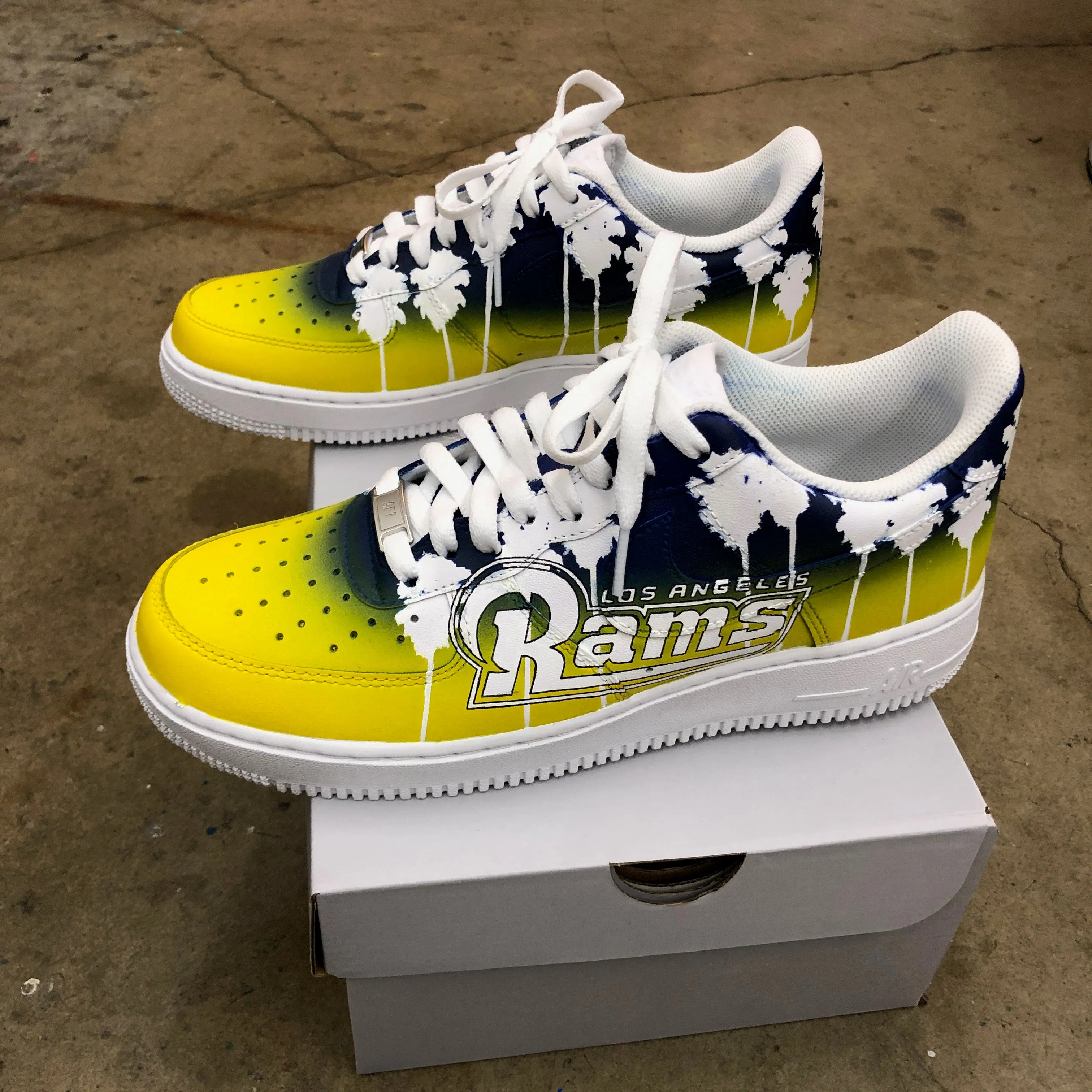 Custom Hand Painted Football Los Angeles Rams Nike Air Force 1 Low