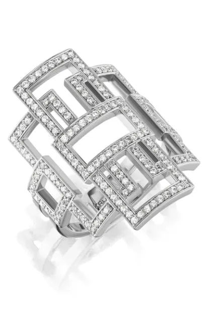 Deco Diamond Greca Ring