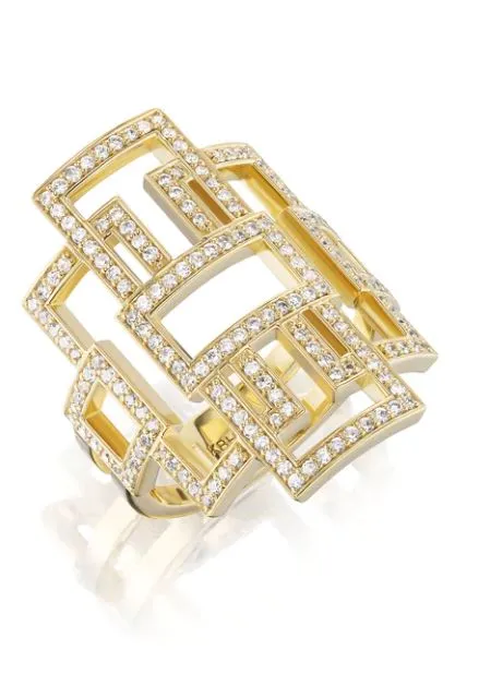 Deco Diamond Greca Ring