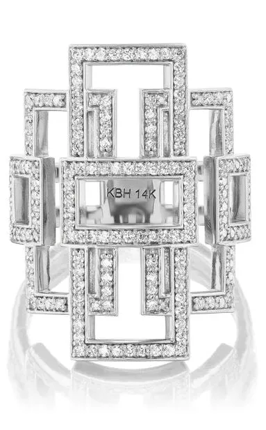 Deco Diamond Greca Ring