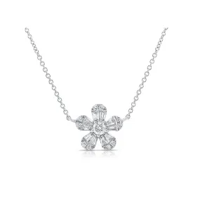 Diamond Flower Necklace in White Gold