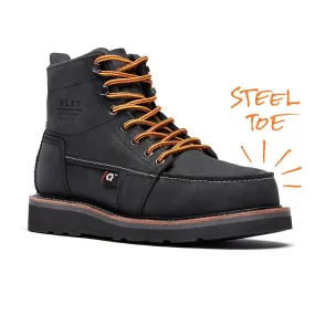 DNVR-ST 6" Moc Toe Boot : Jet (Steel Toe/Unlined)