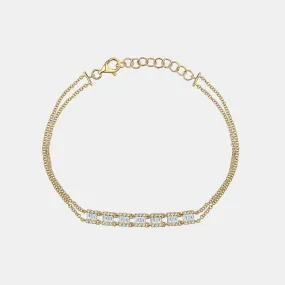 Double Chain Multiple Diamond Baguette Bracelet