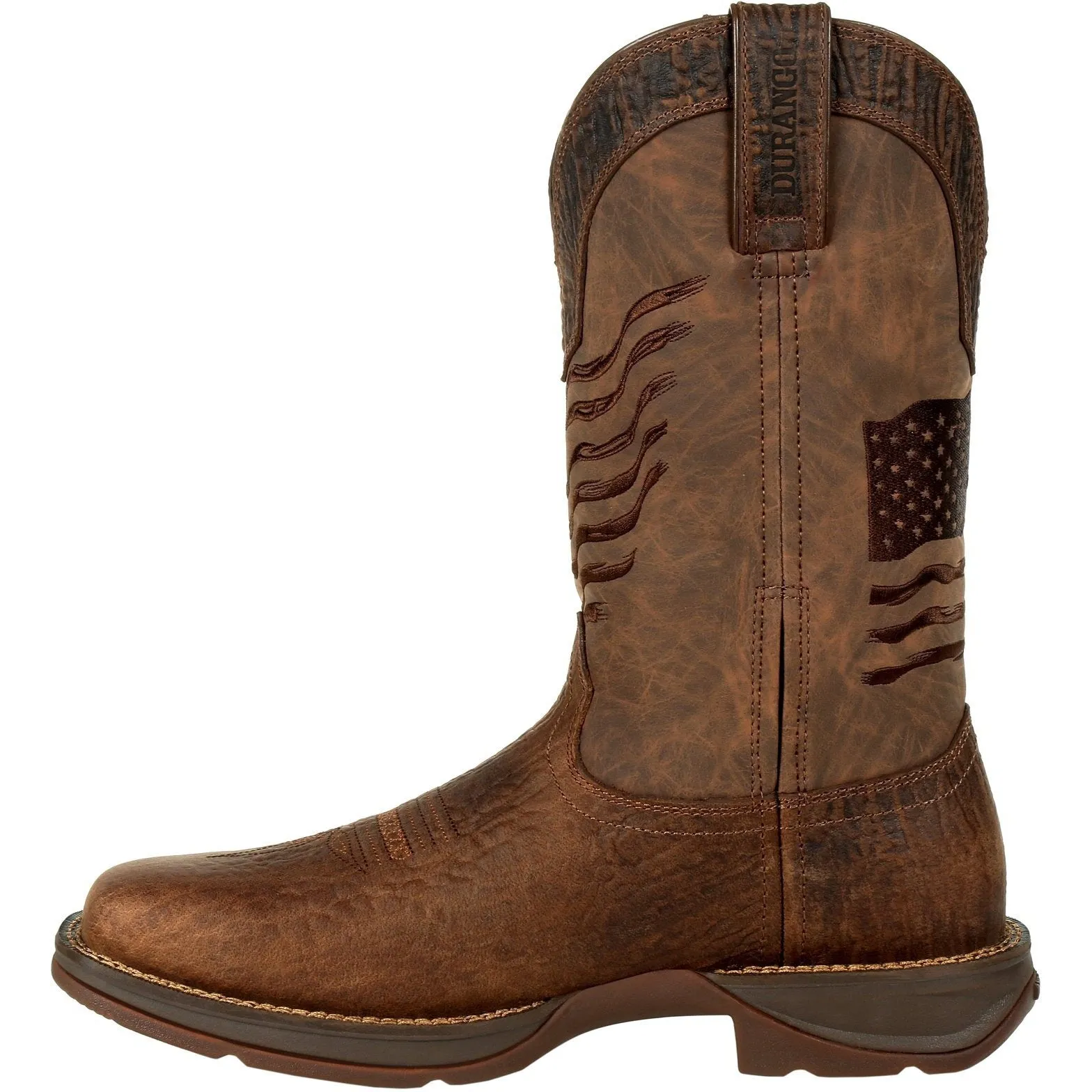 Durango Men's Rebel Distressed Flag Embroidery 12" Sqr Toe Western Boot