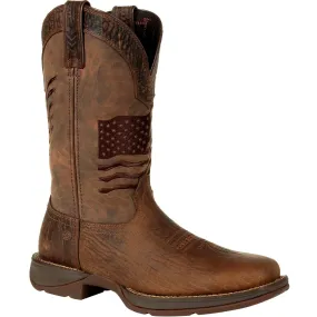 Durango Men's Rebel Distressed Flag Embroidery 12" Sqr Toe Western Boot